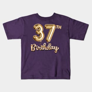 37th Birthday Gifts - Party Balloons Gold Kids T-Shirt